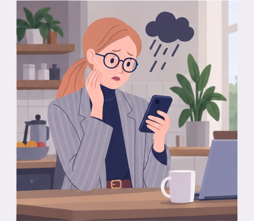 Anna looks at her phone and feels pressured to agree.