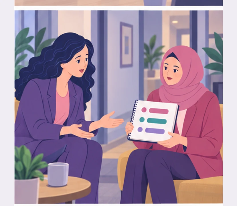 After the meeting Zofia asks Amira for more participation.